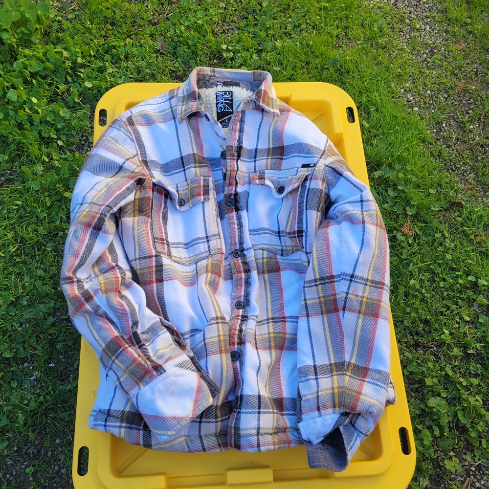 Billabong Gray and Cream Fleece-Lined Shirt